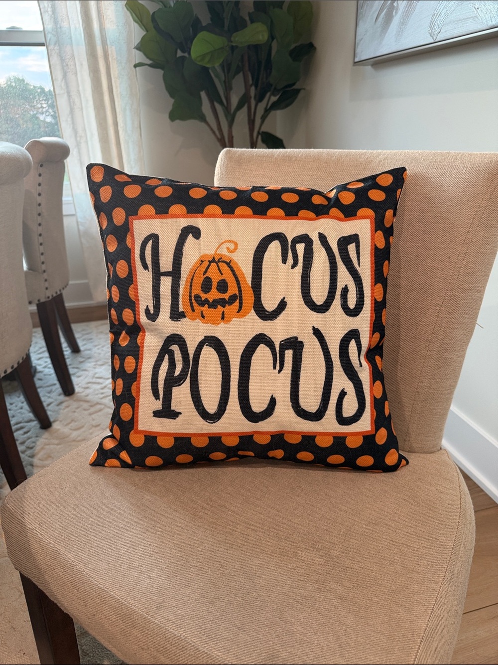 Hocus Pocus Halloween Accent Pillow - Orange and Black
